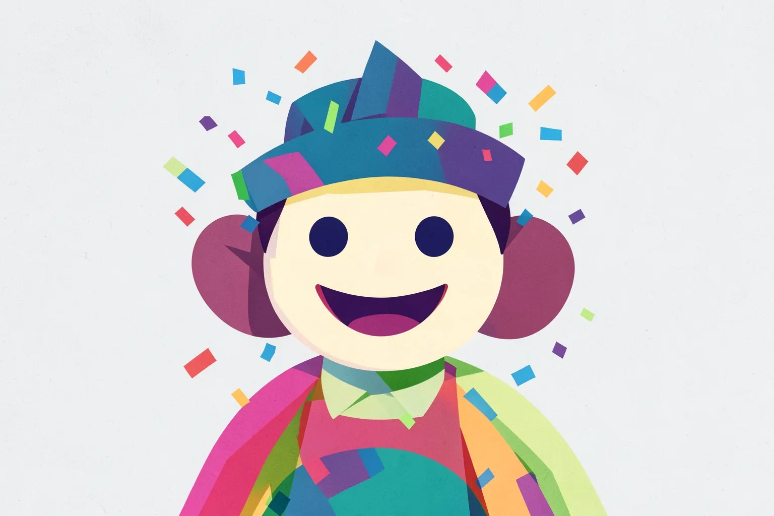 Topo de bolo do Stitch sorrindo, com confetes coloridos ao redor.