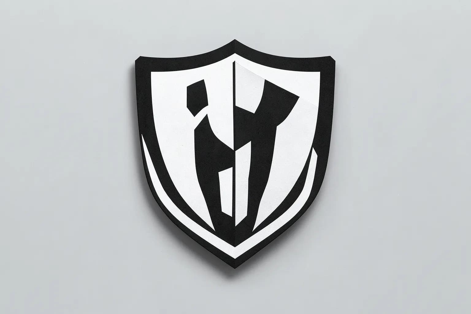 Topo de bolo com o escudo do Corinthians em destaque, em tons de preto e branco.