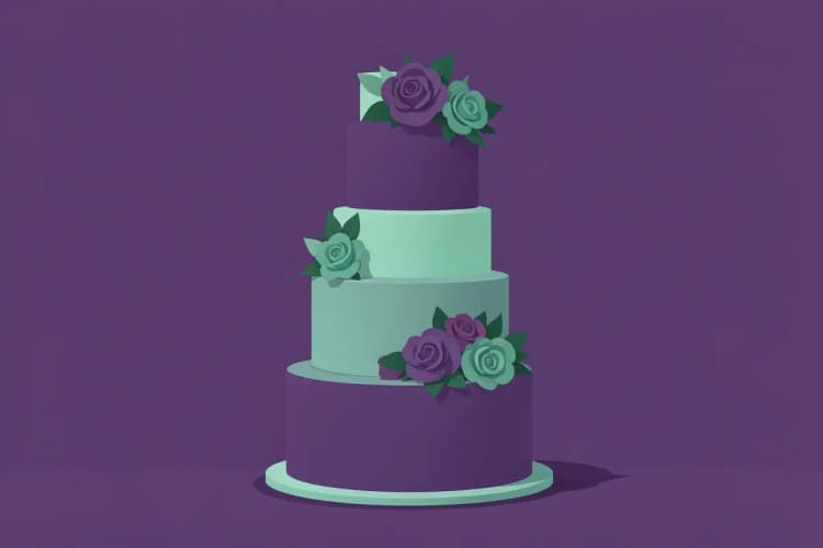 Um bolo de casamento alto e elegante adornado com flores de açúcar realistas.