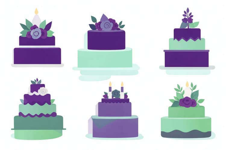 Montagem de fotos de diferentes bolos de casamento com decorações variadas.